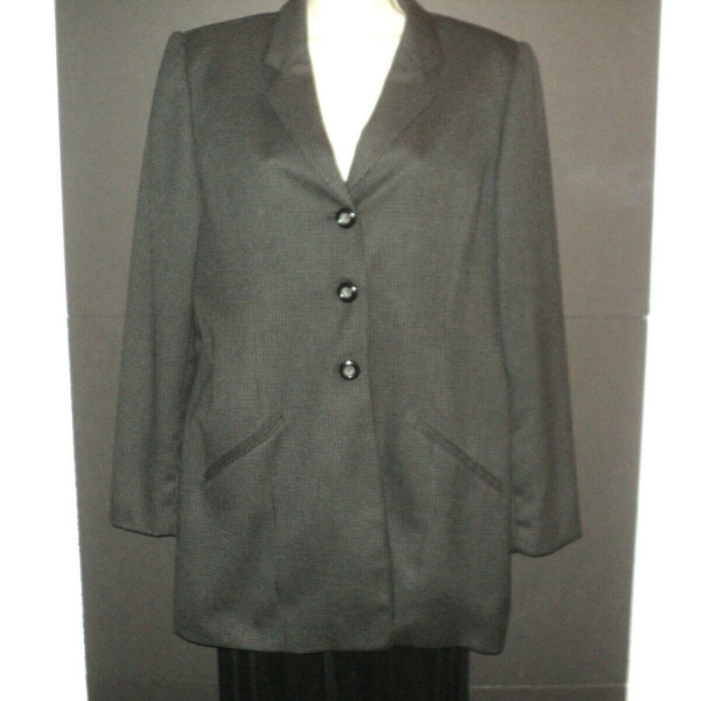Halston Coat Lightweight Size 8 Gray Tiny Checks